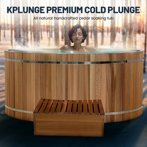 Anzzi 62 in. 2-Person 0-Jet Cedar Cold Plunge Ice Bath/Hot Tub with 24 in. Depth and 169 Gal. Capacity in Natural Finish CP-C6242CDR