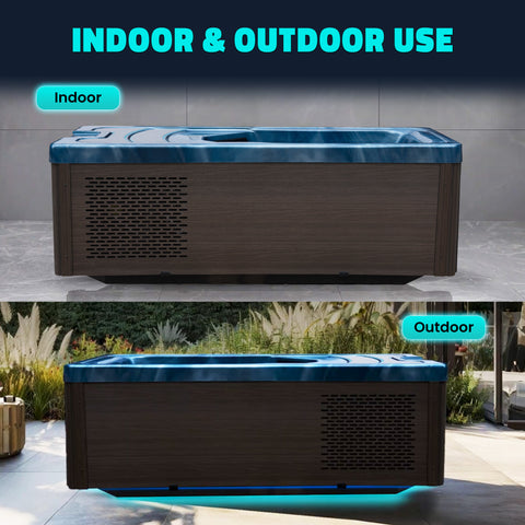 Anzzi 69 in. 1-Person 2-Jets All-in-One Cold Plunge and Hot Tub with Built-in Chiller, Lights, and WiFi in Blue CP-CH7939BL