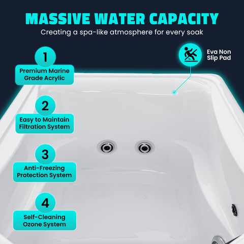 Anzzi 69 in. 1-Person 2-Jets All-in-One Cold Plunge and Hot Tub with Built-in Chiller, Lights, and WiFi in White CP-CH7939WH