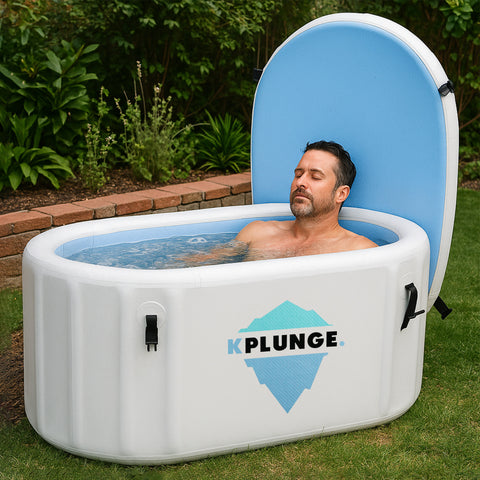 Anzzi Kodiak 1-Person Inflatable Cold Plunge Ice Bath Tub/Hot Tub with PVC Insulated Lid, Hand Pump, and Repair Kit in Gray CP-IFTUB