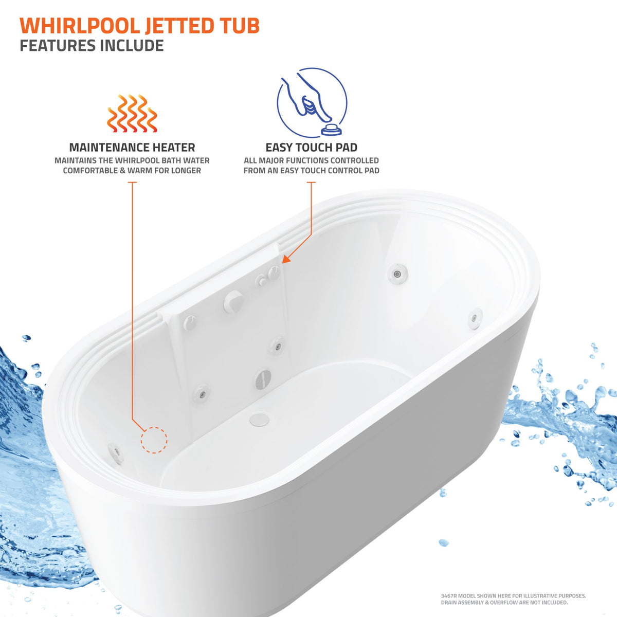 Atlantis Whirlpools Breeze 38 x 71 Oval Freestanding Bathtub 3871B