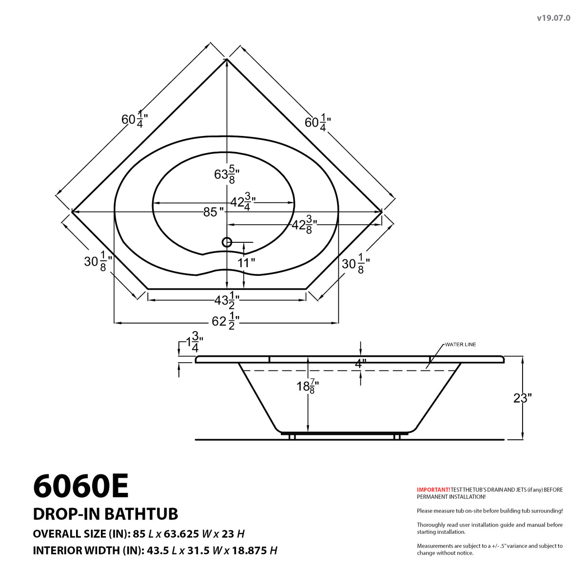 Atlantis Whirlpools Eclipse 60 x 60 Corner Jetted Bathtub 6060E