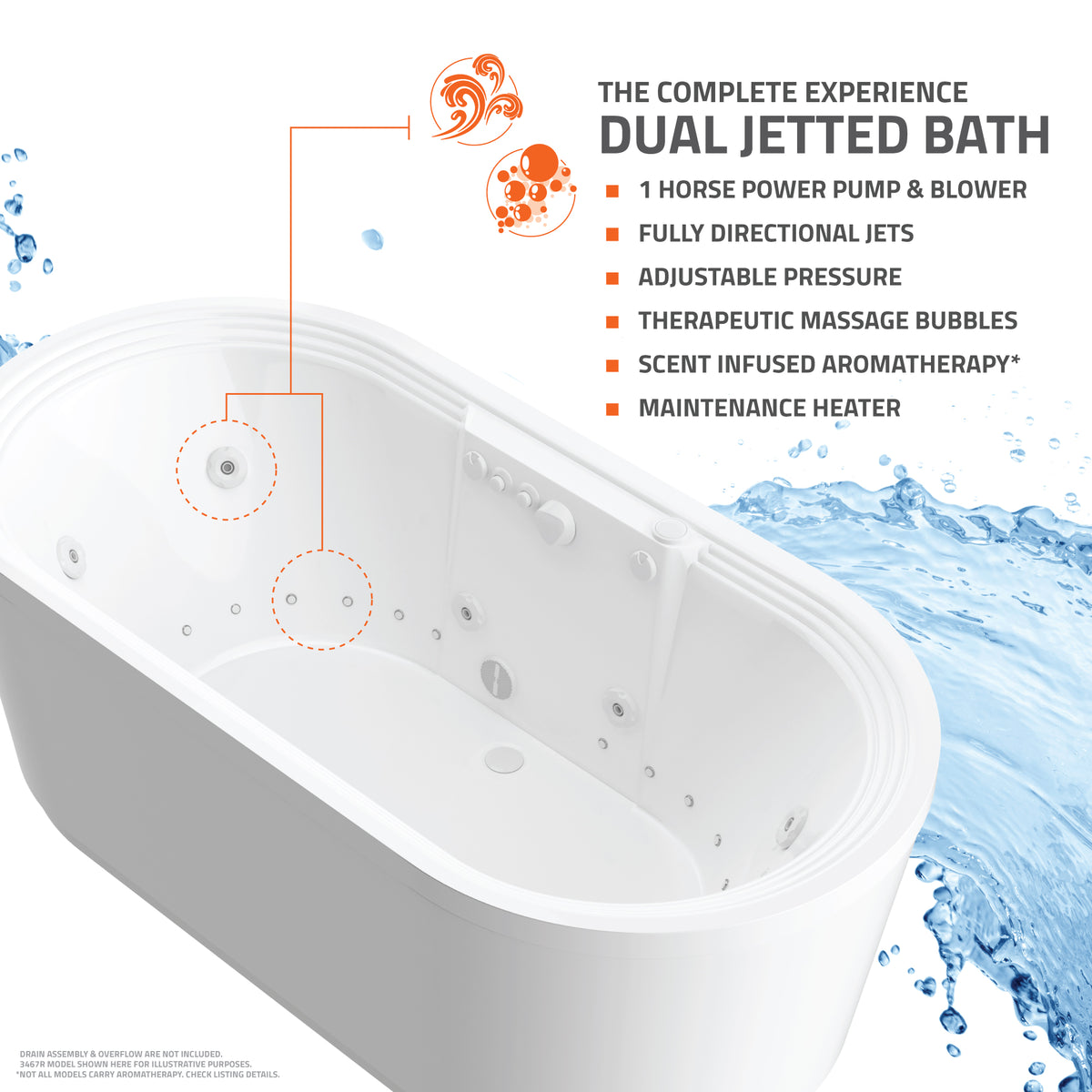 Atlantis Whirlpools Embrace 34 x 71 Oval Freestanding Bathtub 3471A