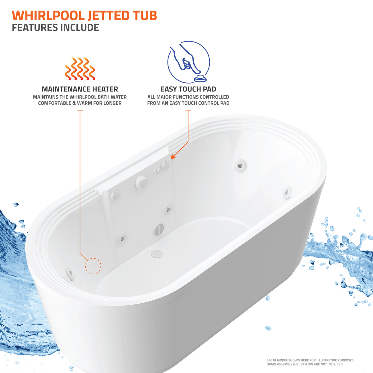 Atlantis Whirlpools Royale 34 x 67 Oval Freestanding Bathtub 3467R