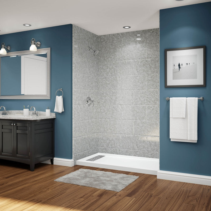 Avora Bath 11x20 Tile SilverStone Acrylic Alcove Shower System 60"W x 36"D x 96"H 6036LTAV60361120TRSWS