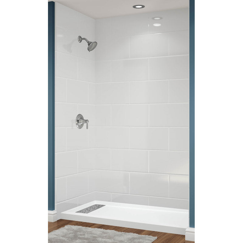Avora Bath 11x20 Tile White Acrylic Alcove Shower System 60"W x 34"D x 96"H 6034LTAV60361120TLSWS