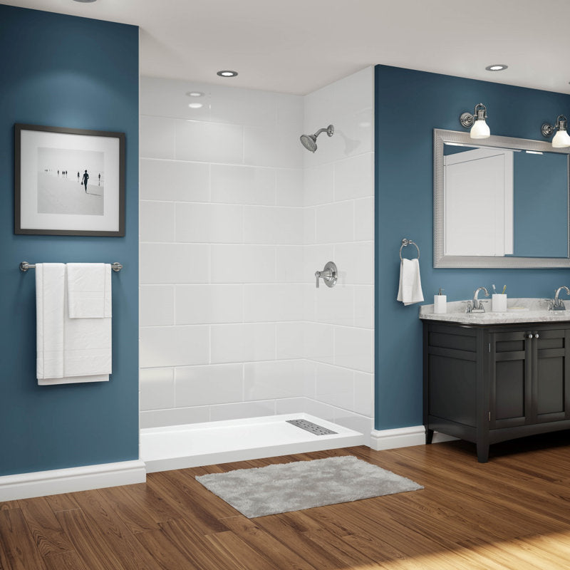 Avora Bath 11x20 Tile White Acrylic Alcove Shower System 60"W x 36"D x 96"H 6036RTAV60361120TLSWS