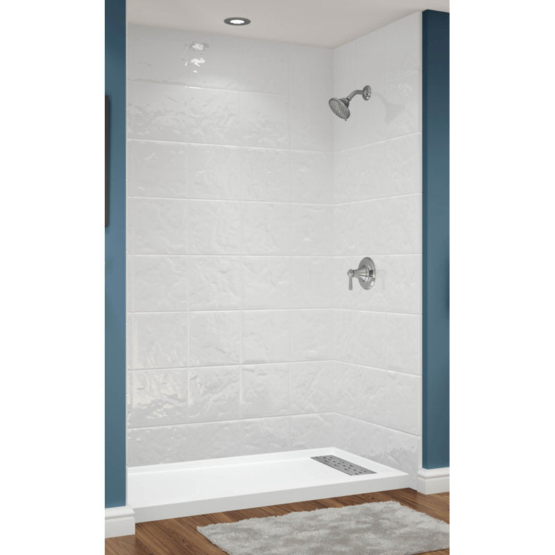 Avora Bath 12x12 Tile White Acrylic Alcove Shower System 60"W x 30"D x 96"H 6030RTAV60361212TLSWS