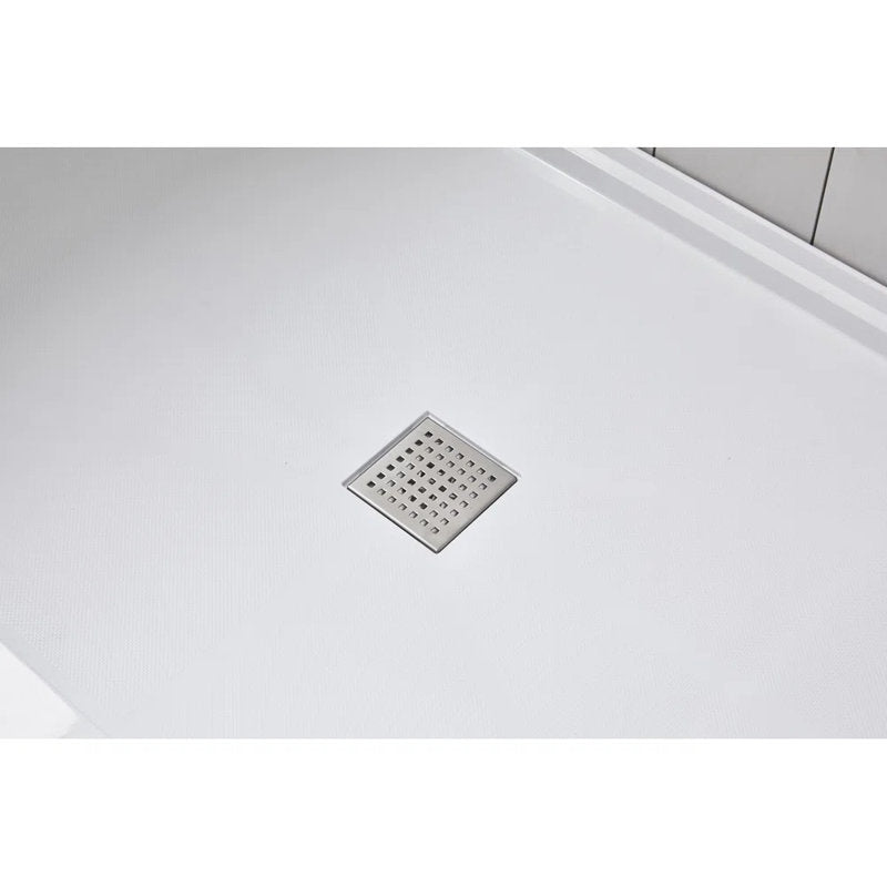 Avora Bath 12x6 Tile White Acrylic Alcove Shower System with Silver Grout Lines 60"W x 34"D 6034CAV60361206GWSW