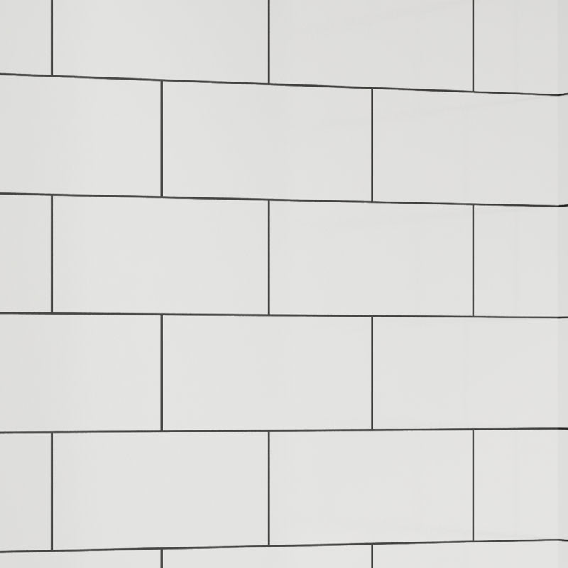 Avora Bath 12x6 Tile White Acrylic Alcove Shower System with Silver Grout Lines 60"W x 36"D 6036LTAV60361206GWSW
