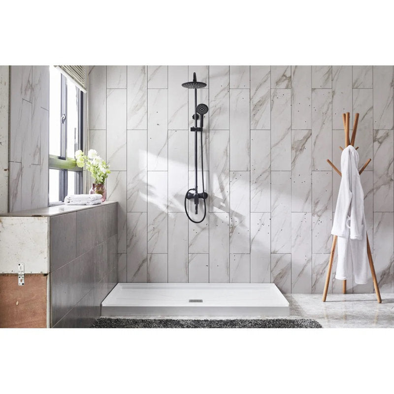 Avora Bath 60'' W 34'' D Rectangular Triple Shower Base 6034WCSPO