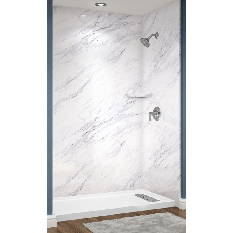 Avora Bath Calcutta Marble Acrylic Alcove Shower System 60"W x 30"D x 96"H 6030RTAV6036CWWS