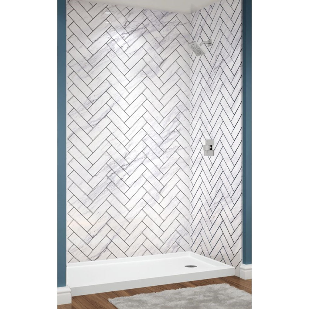 Avora Bath Calcutta Walls with Herringbone 60" x 36" x 96" AV6036CWWSHerr