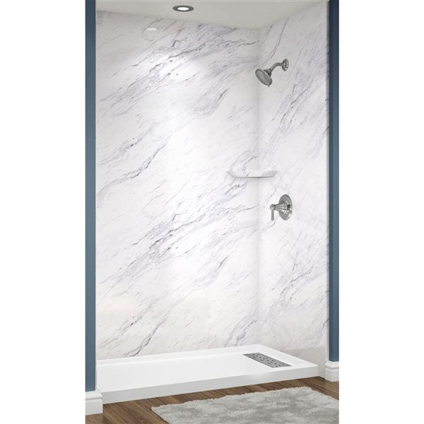 Avora Bath Smooth Calcutta Marble Acrylic Alcove Shower Walls 60 W x 36-in D x 96-in H AV6036CWWS