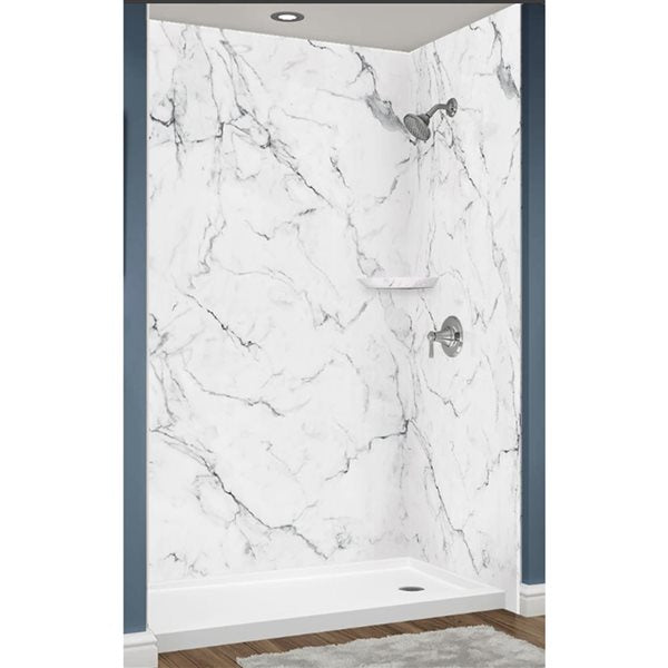 Avora Bath Smooth Venatino Marble Acrylic Alcove Shower Walls 60 W x 36-in D x 96-in H AV6036VMWS