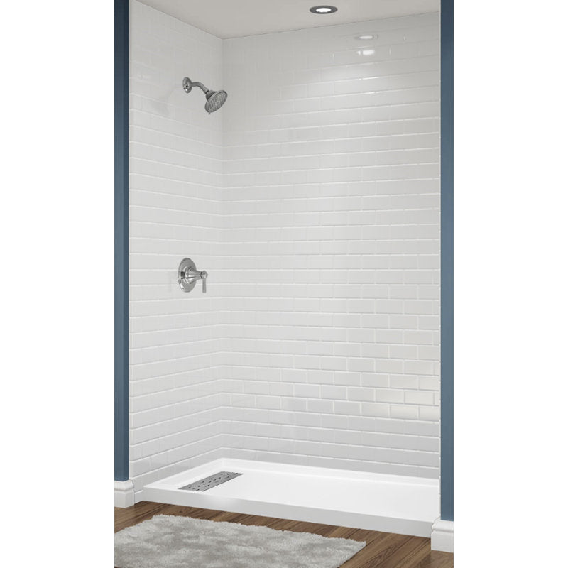 Avora Bath Subway Tile Acrylic Alcove Shower System 60"W x 32"D x 96"H 6032LTAV6036WWSWS