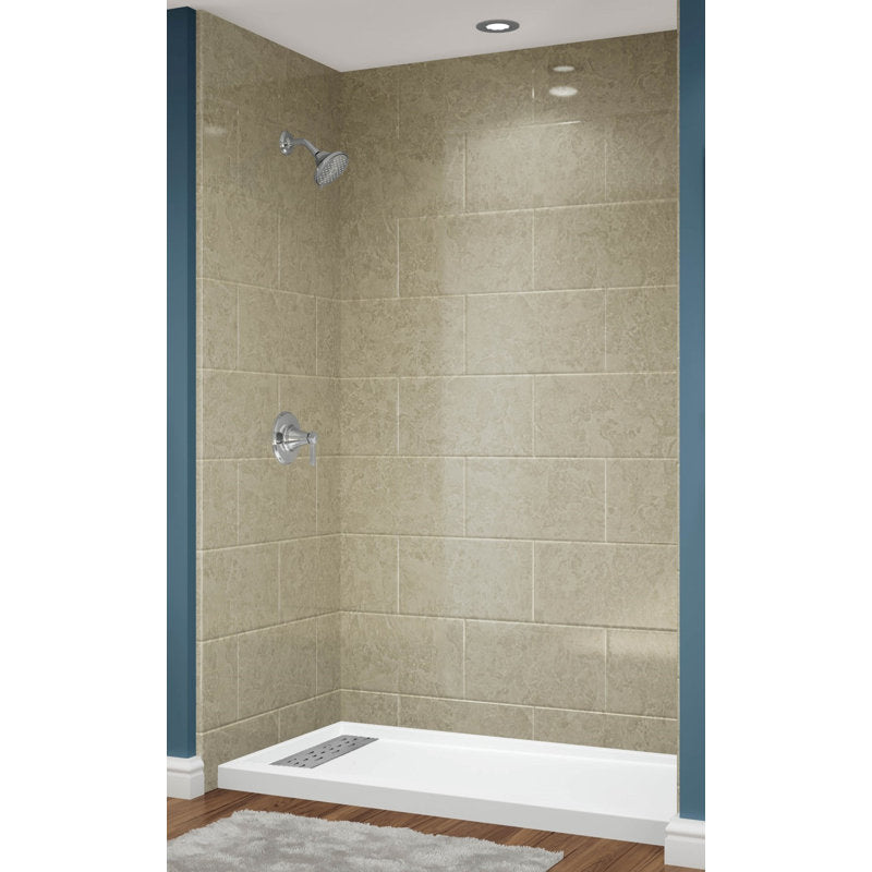 Avora Bath 11x20 Tile SandStone Acrylic Alcove Shower System 60"W x 30"D x 96"H 6030LTAV60361120TSSSWS