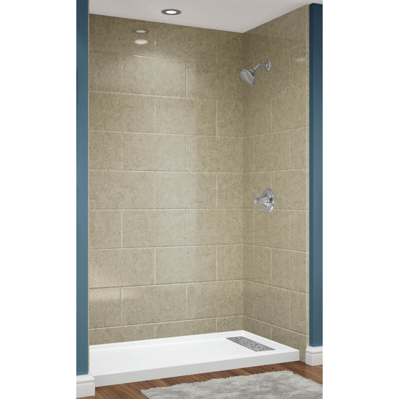 Avora Bath 11x20 Tile SandStone Acrylic Alcove Shower System 60"W x 34"D x 96"H 6034RTAV60361120TSSSWS