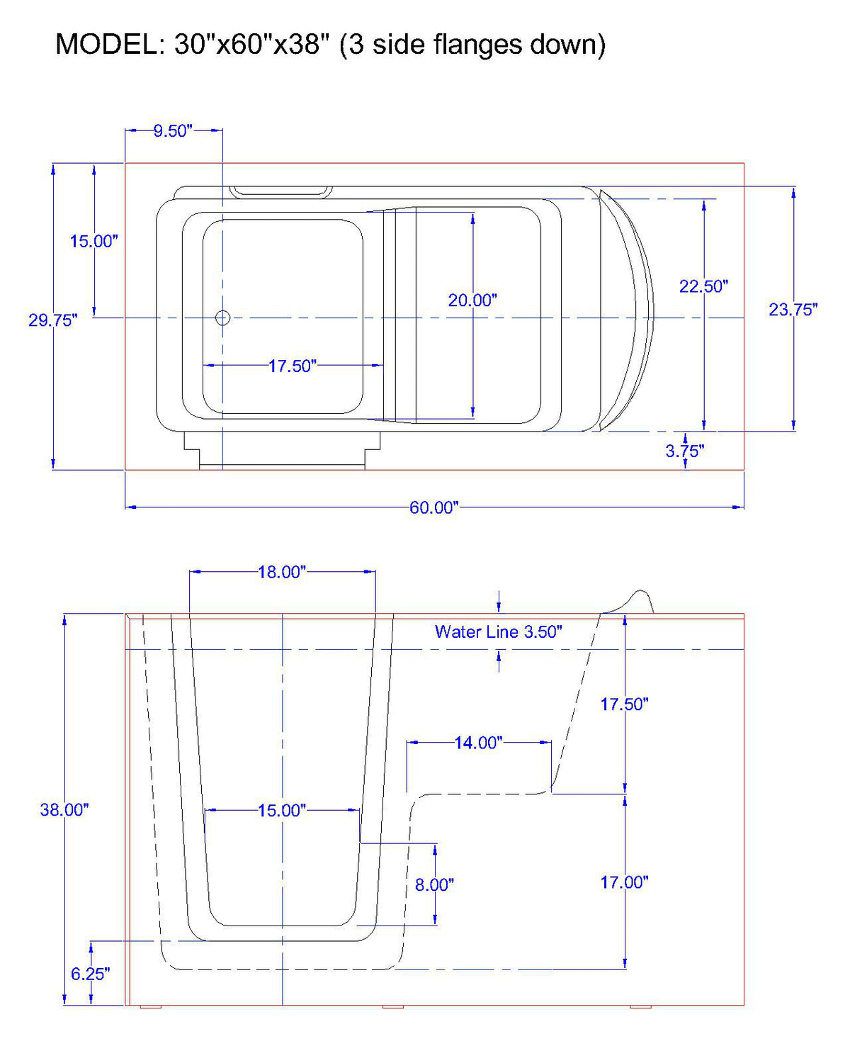 Avora Bath 30" x 60" Walk-In Tub