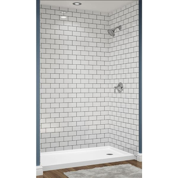 Avora Bath 3x6 Tile White Acrylic Alcove Shower Walls 60"W x 36"D x 96"H AV603636S