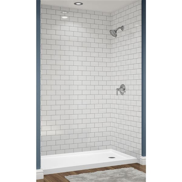 Avora Bath 3x6 Tile White Acrylic Alcove Shower Walls 60"W x 36"D x 96"H AV603636S