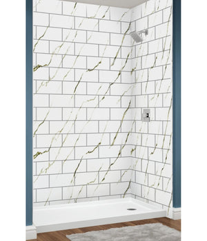 Avora Bath Calcutta Gold Walls with 3x6 tile 60" x 36" x 96" AV6036CGWWS3x6