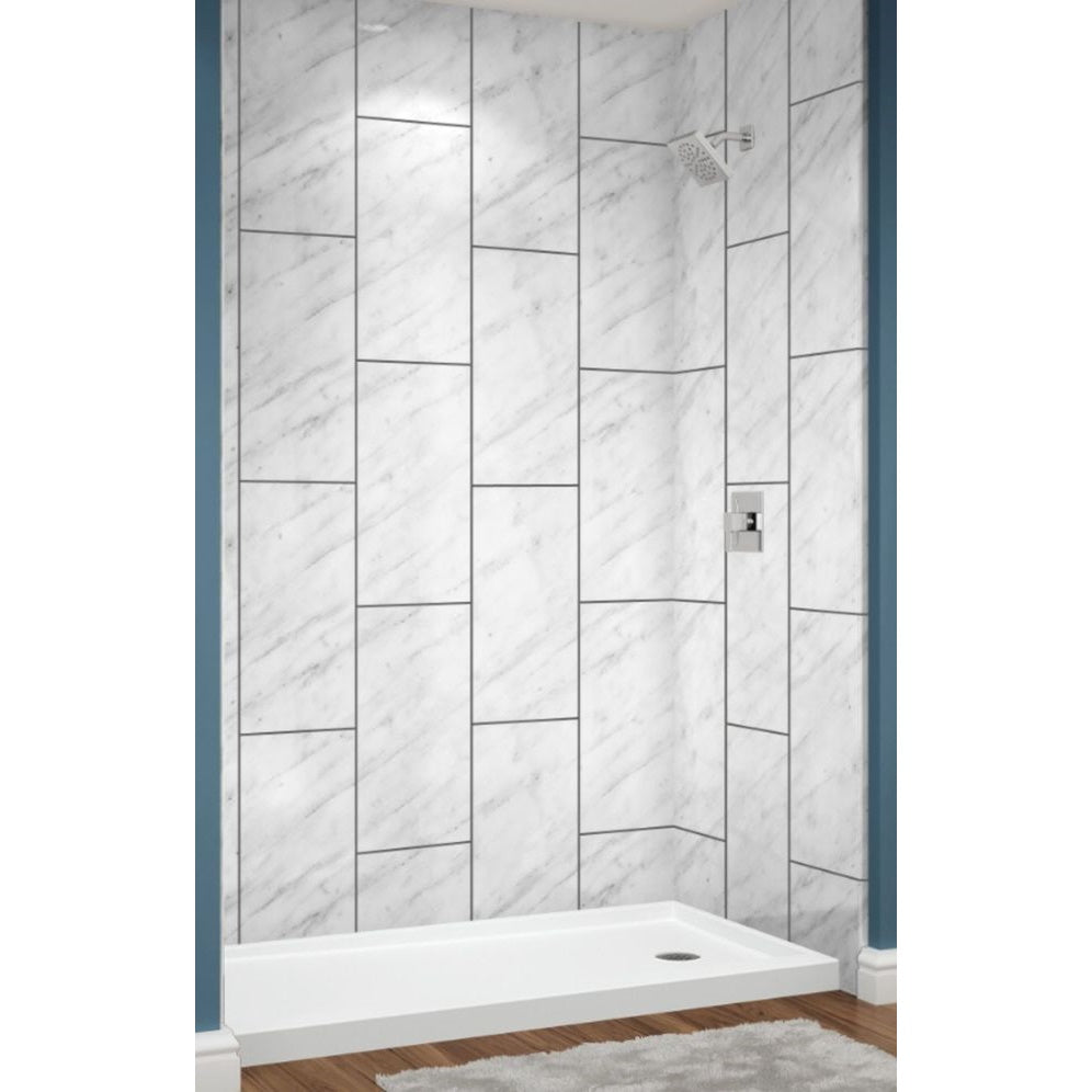 Avora Bath Carrara Walls with 12 x 24 Vertical Tile 60" x 36" x 96" AV6036CMWS12x24
