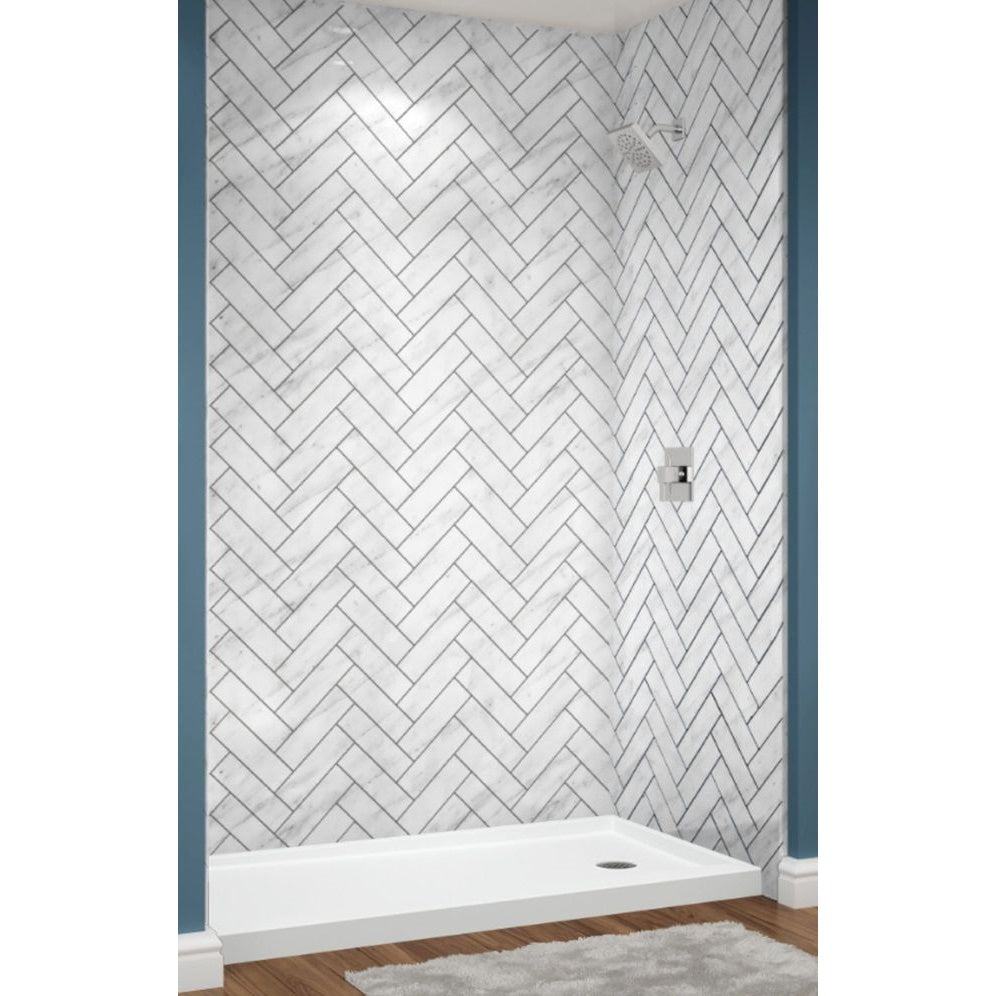 Avora Bath Carrara Walls with Herringbone 60" x 36" x 96" AV6036CMWSHerr