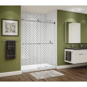 Avora Bath Herringbone Tile White Acrylic Alcove Shower Walls 60"W x 36"D x 96"H AV6036HESW