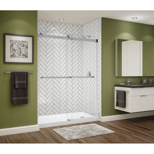 Avora Bath Herringbone Tile White Acrylic Alcove Shower Walls 60"W x 36"D x 96"H AV6036HESW