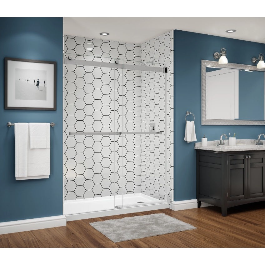 Avora Bath Hexagon Tile White Acrylic Alcove Shower Walls 60"W x 36"D x 96"H AV6036HexW