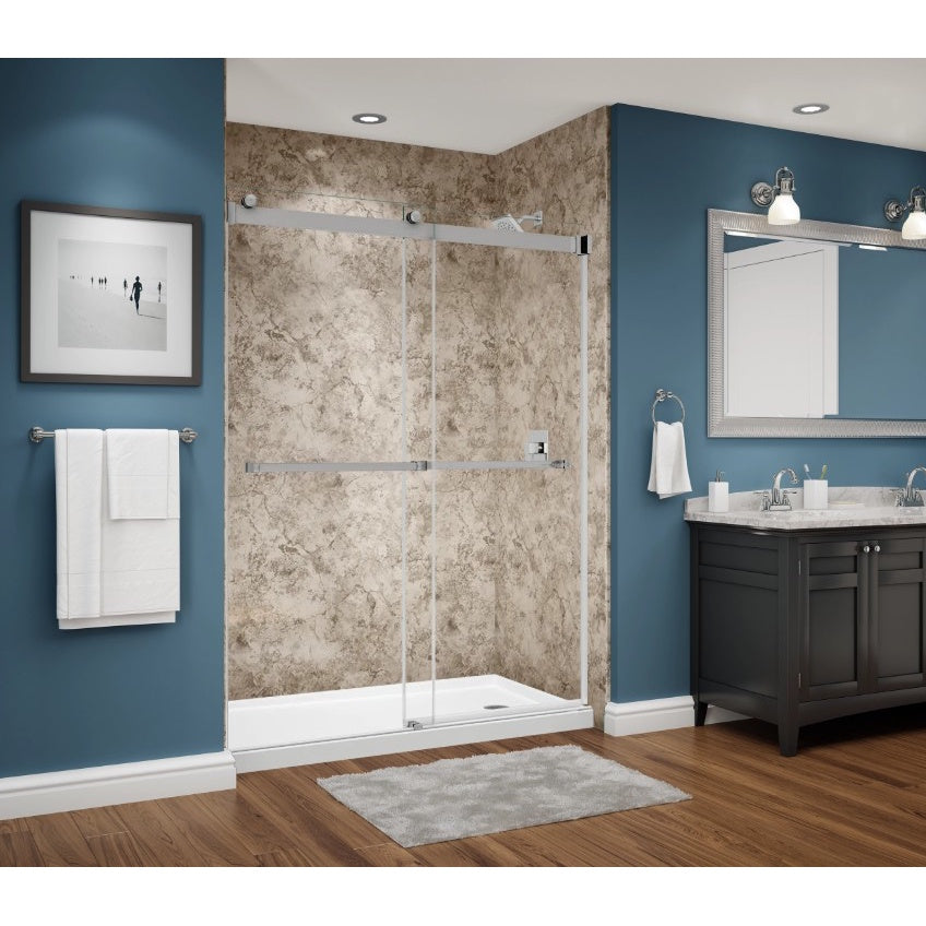Avora Bath Smooth Ridgestone Acrylic Large Shower Walls 66"W x 40"D x 105"H AV6640RSWS