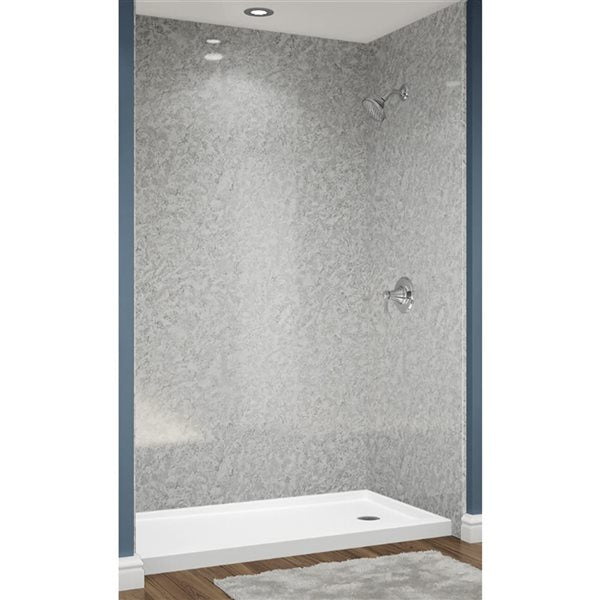 Avora Bath Smooth Silverstone Acrylic Large Shower Walls 66"W x 40"D x 105"H AV6640SSNWS