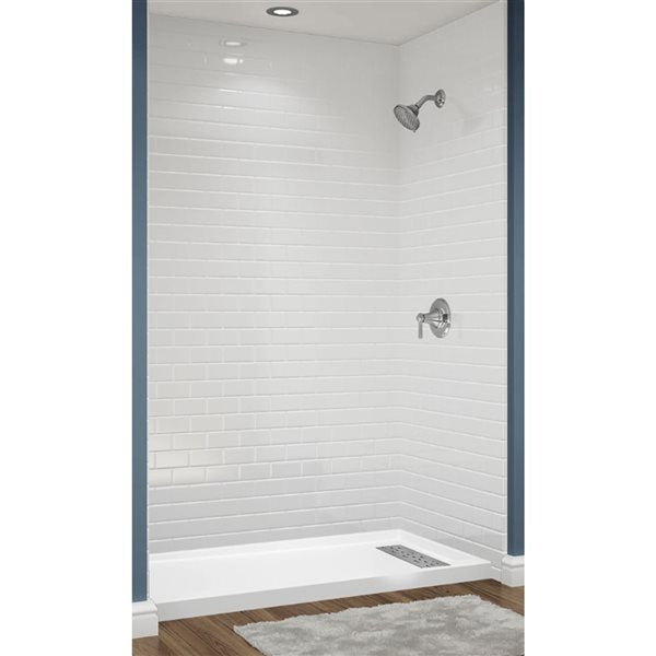 Avora Bath Subway Tile Acrylic Alcove Shower System 60"W x 34"D x 96"H 6034RTAV6036WWSWS