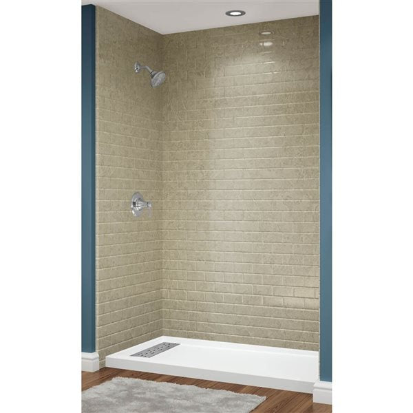 Avora Bath Subway Tile SandStone Acrylic Alcove Shower System 60"W x 32"D x 96"H 6032LTAV6036SSSWS