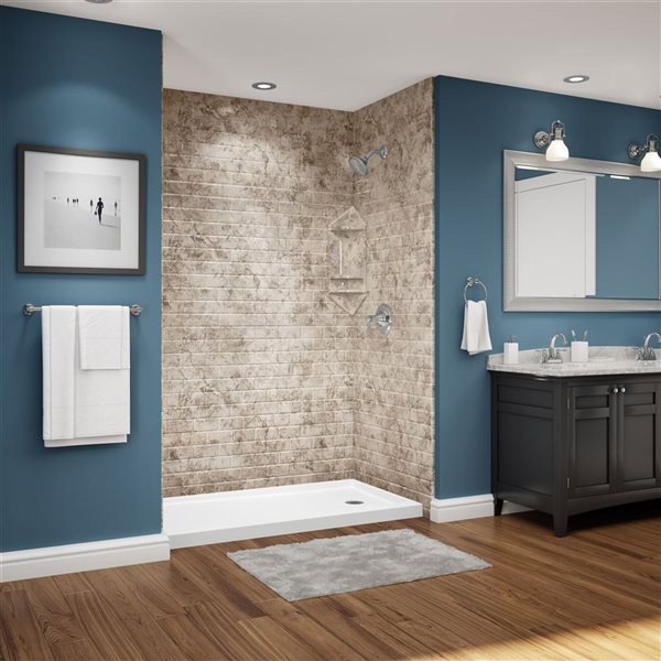 Avora Bath Subway Tile SilverStone Acrylic Alcove Shower Walls 60"W x 36"D x 96"H AV6036RSSWS