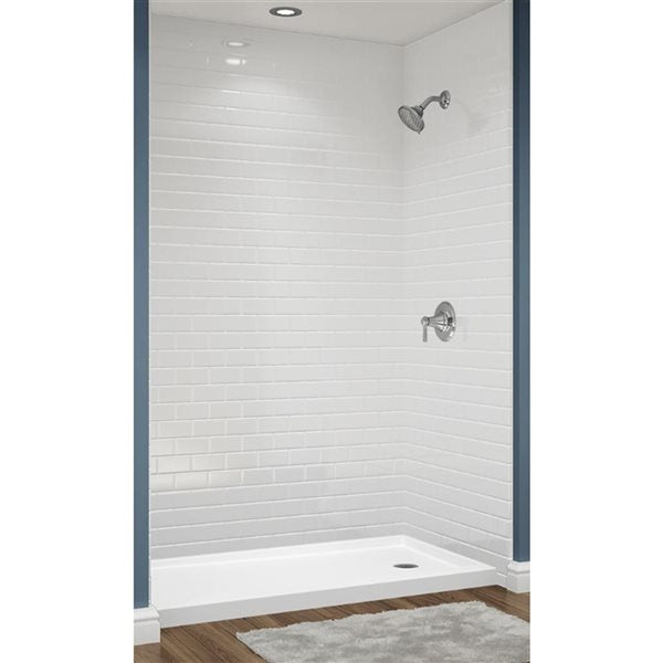 Avora Bath Subway Tile White Acrylic Alcove Shower Walls 60"W x 36"D x 96"H AV6036WWSWS