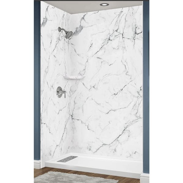 Avora Bath Venatino Marble Acrylic Alcove Shower System 60"W x 32"D x 96"H 6032LTAV6036VMWS