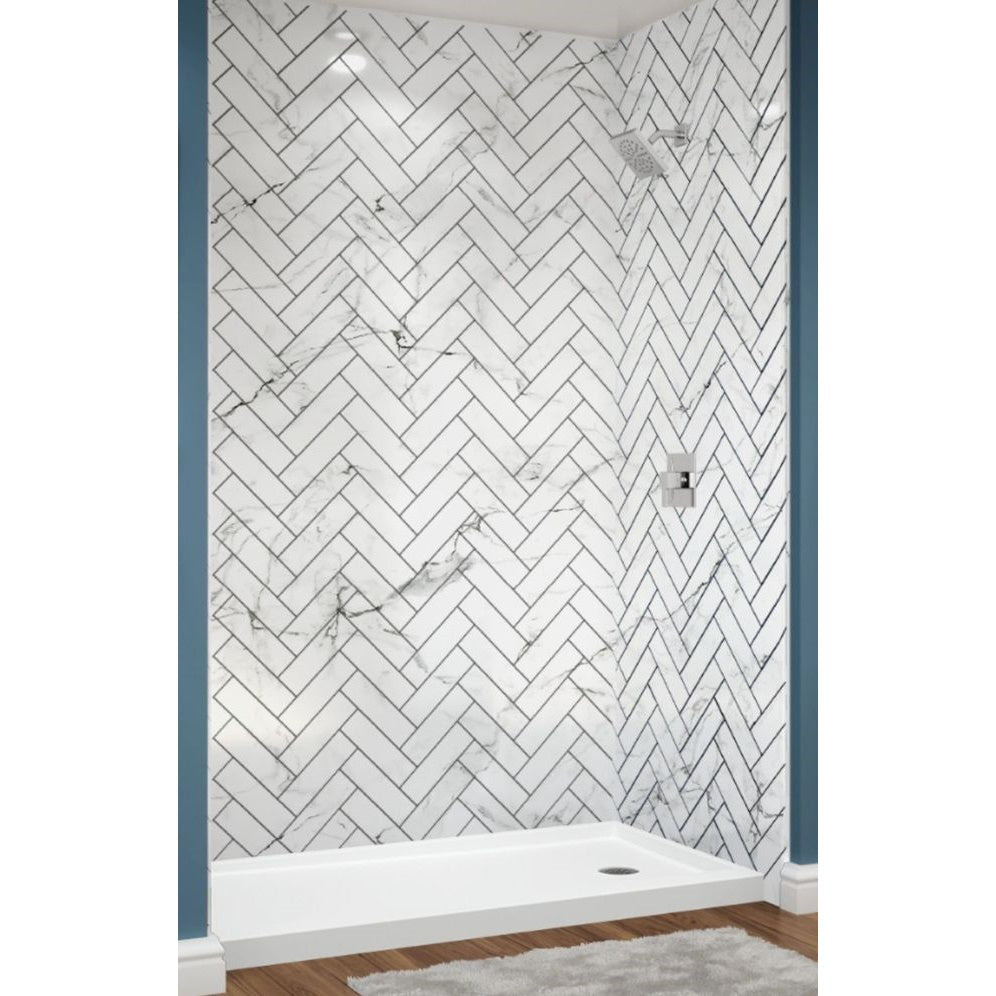 Avora Bath Venatino Walls with Herringbone 60" x 36" x 96" AV6036VMWSHerr