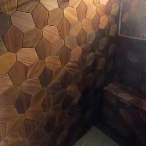 EmotionWood Hexagon Thermo-Abachi Wood Wall Panel EW31001