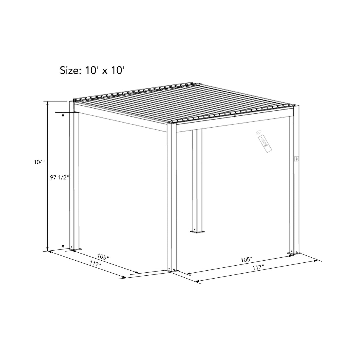 Bon Pergola 10'x10' Motorized Louver with Edge Lighting Villa Pergola VP-3325