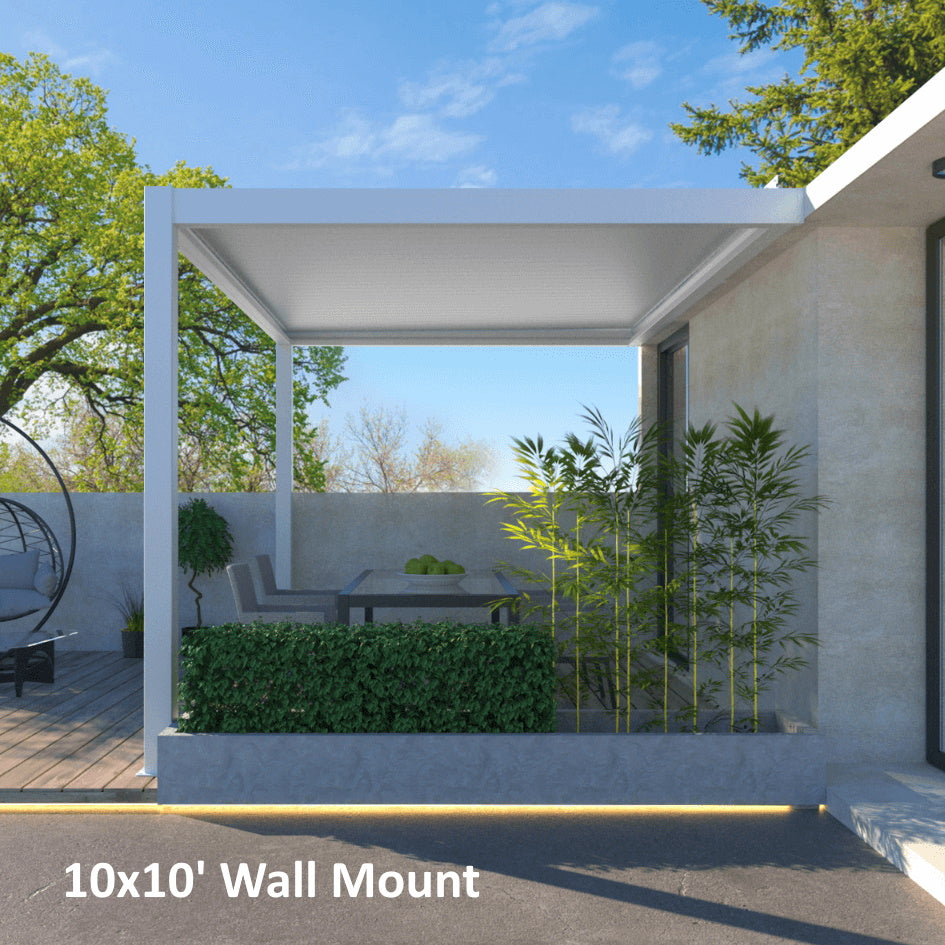 Bon Pergola 10'x10' Motorized Louver with Edge Lighting Villa Pergola VP-3325