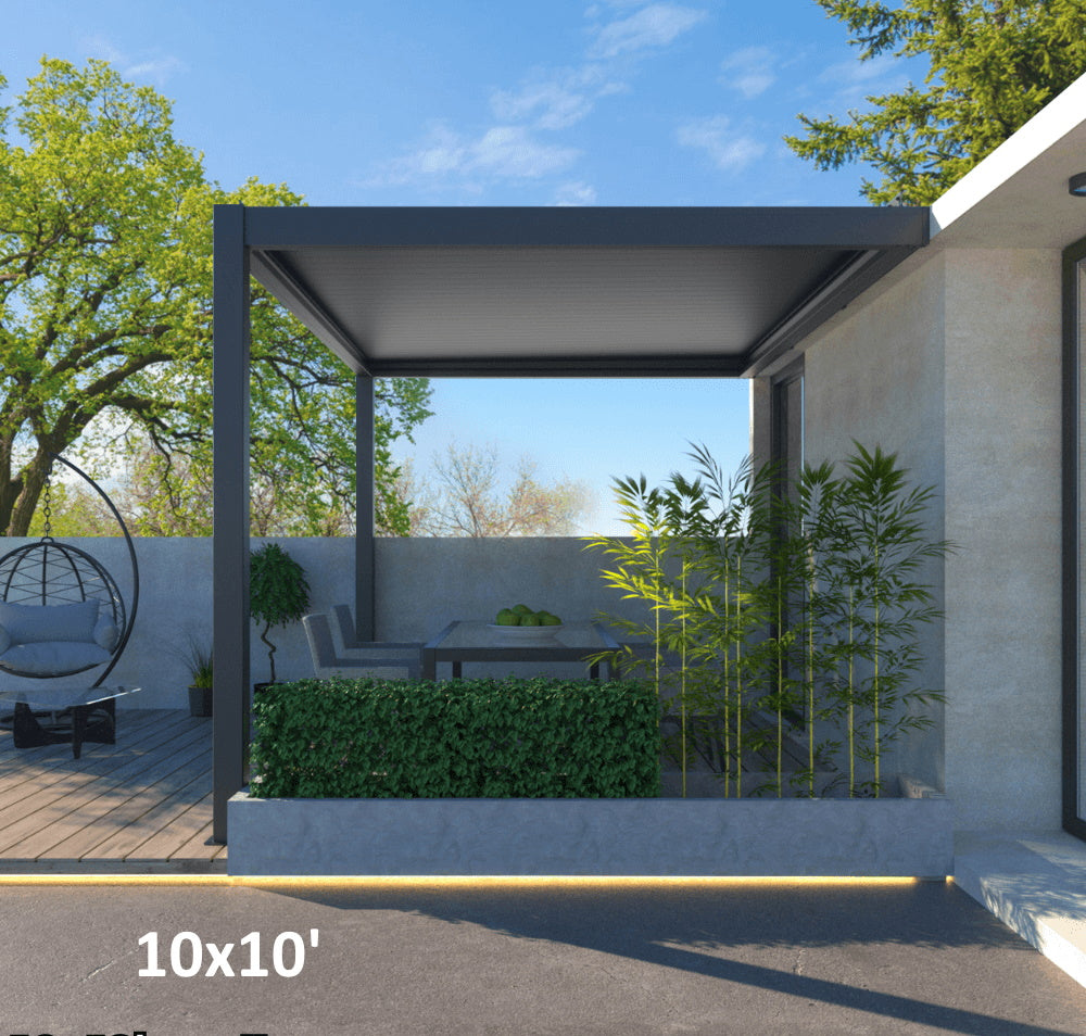 Bon Pergola 10'x10' Motorized Louver with Edge Lighting Villa Pergola VP-3325