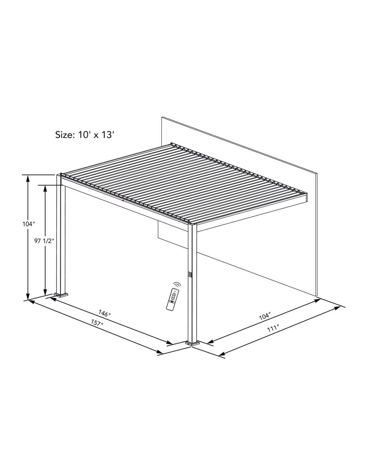 Bon Pergola 10'x13' Motorized Louver with Edge Lighting Villa Pergola VP-4325