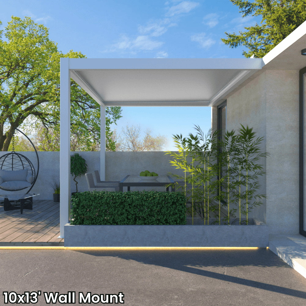 Bon Pergola 10'x13' Motorized Louver with Edge Lighting Villa Pergola VP-4325