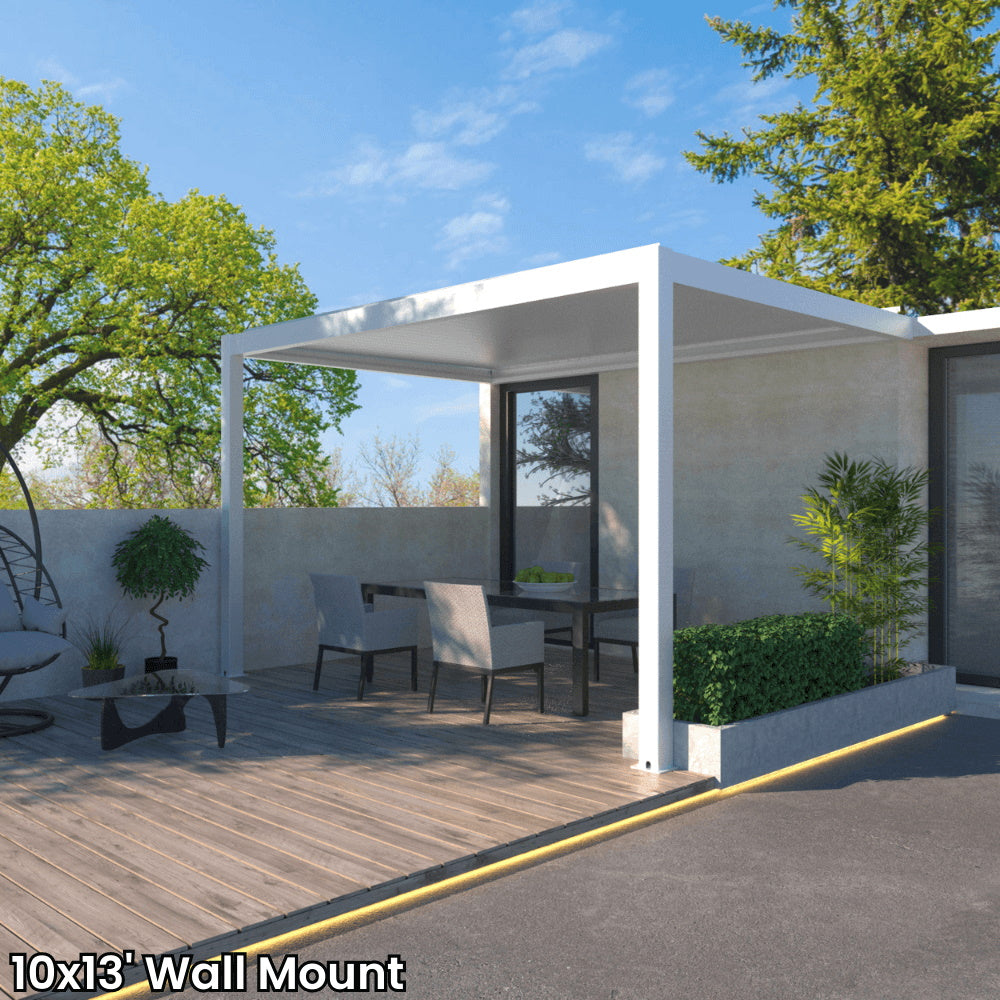 Bon Pergola 10'x13' Motorized Louver with Edge Lighting Villa Pergola VP-4325