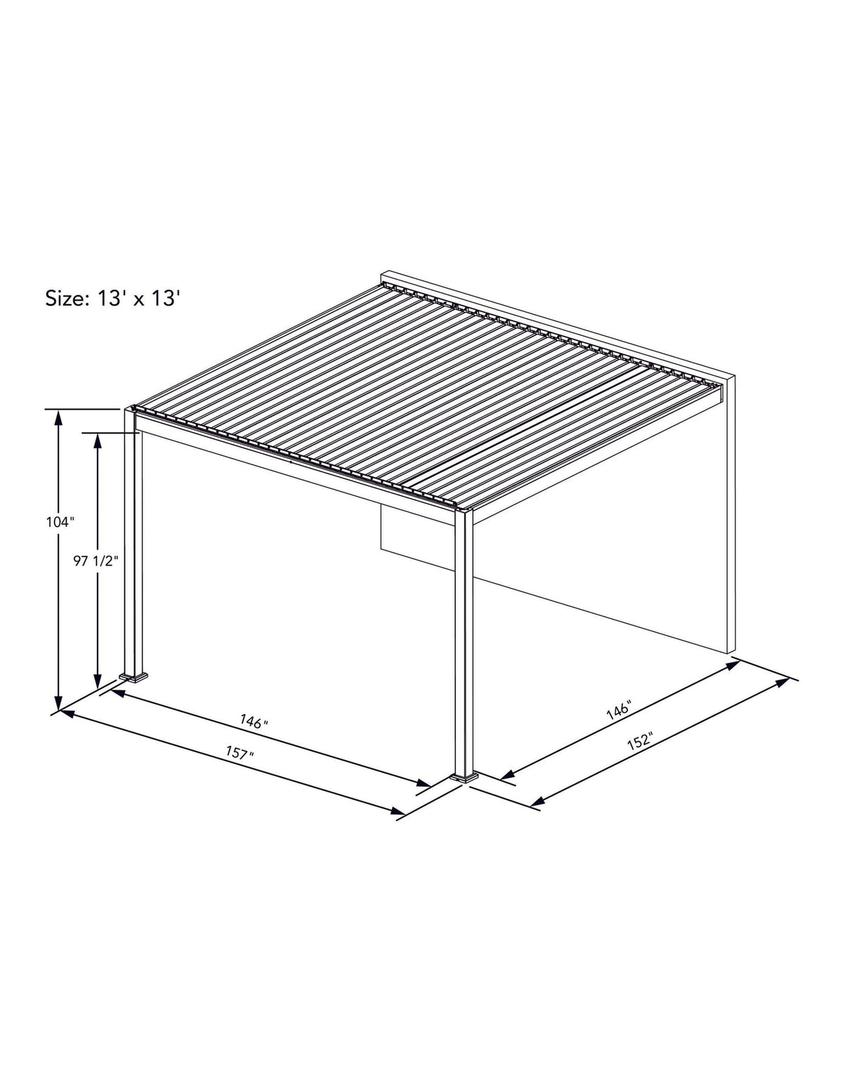 Bon Pergola 13'x13' Motorized Louver with Edge Lighting Villa Pergola VP-4425