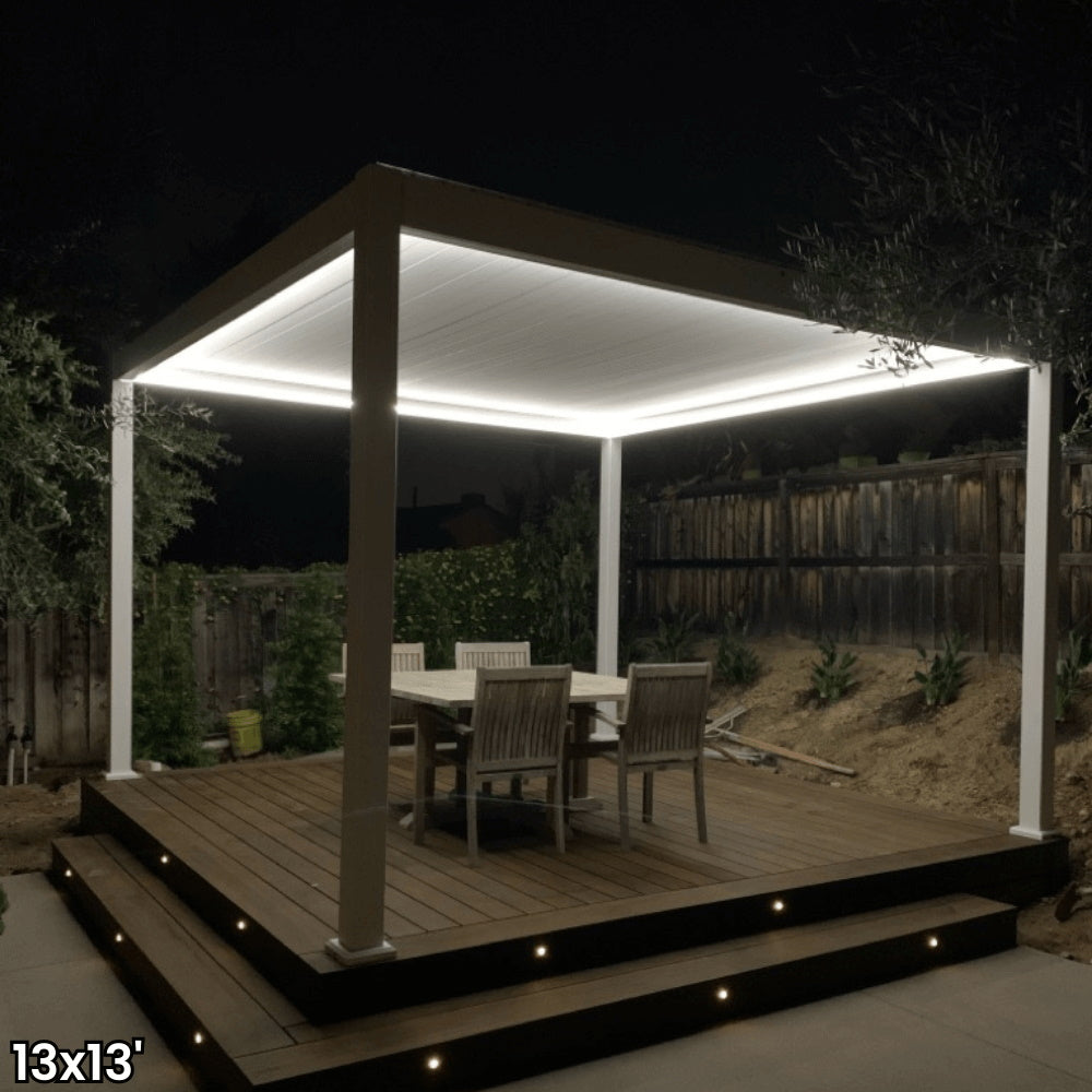 Bon Pergola 13'x13' Motorized Louver with Edge Lighting Villa Pergola VP-4425