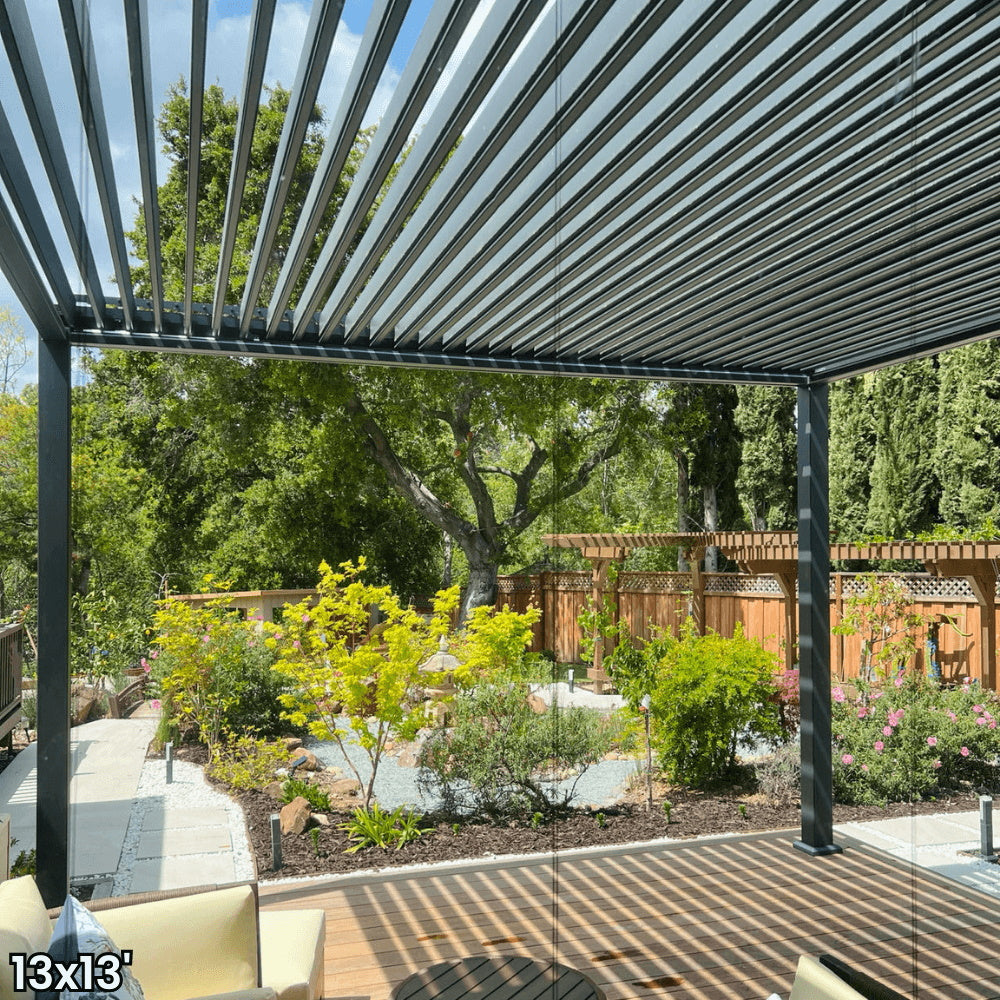 Bon Pergola 13'x13' Motorized Louver with Edge Lighting Villa Pergola VP-4425