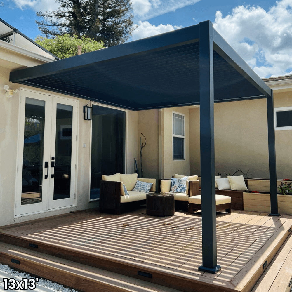 Bon Pergola 13'x13' Motorized Louver with Edge Lighting Villa Pergola VP-4425